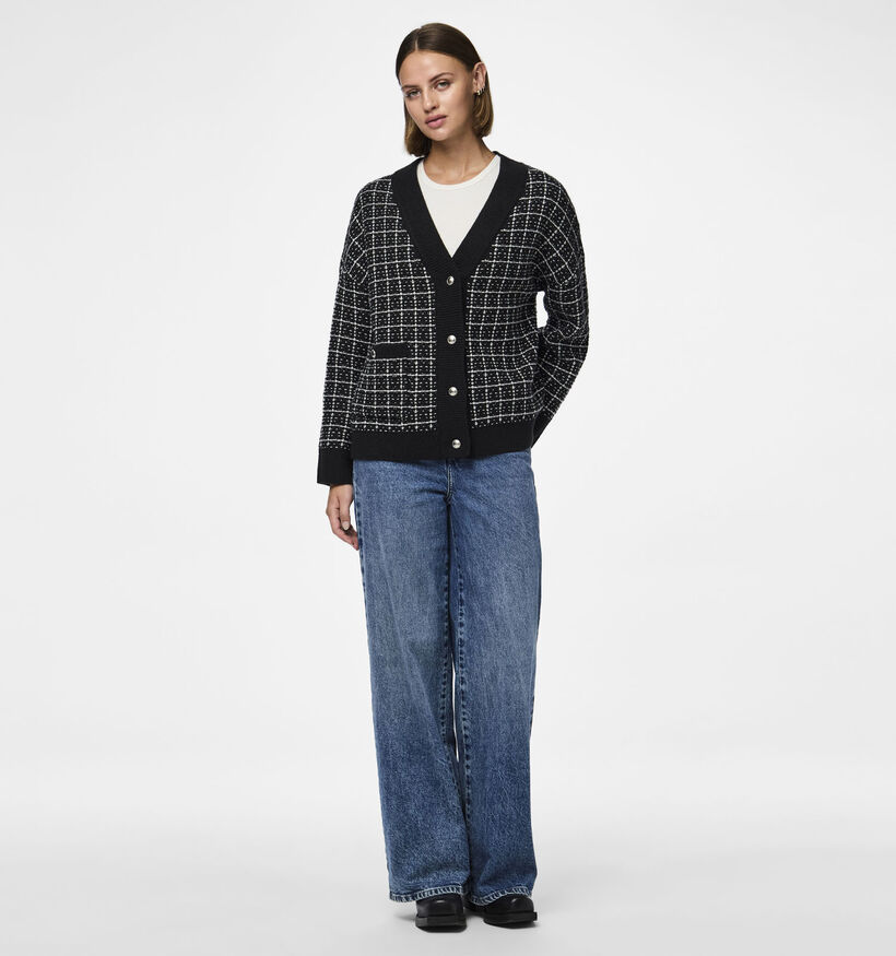 Pieces Nilja Zwarte Korte cardigan met knopen voor dames (346538)