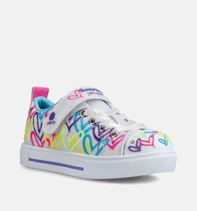 Skechers Twinkle Sparks Baskets en Blanc pour filles (367816) - pour semelles orthop&eacute;diques