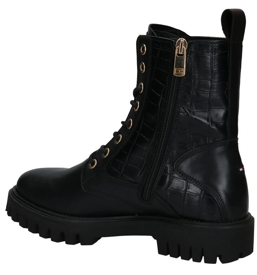 Tommy Hilfiger Croco Look Bottines en Noir en cuir (279988)