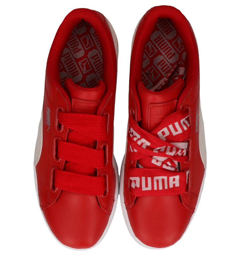 Puma Basket Heart Lage Sneakers Zwart in leer (199464)