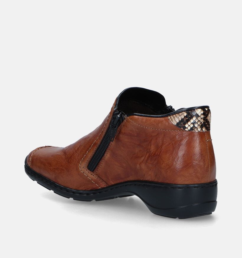 Rieker Bottines plates en Cognac pour femmes (347435)
