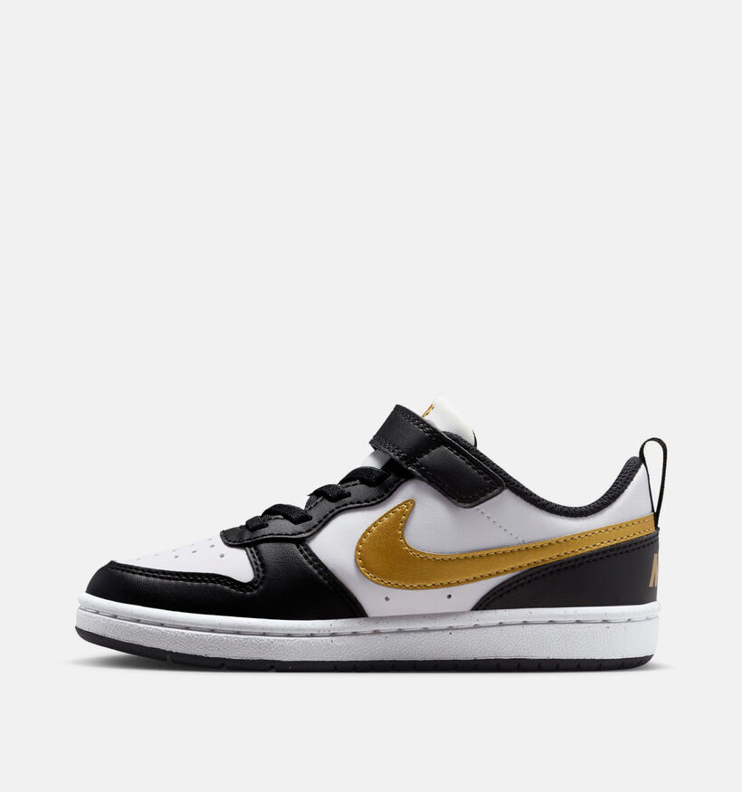 Nike Court Borough Low 2 Witte/Zwarte Sneakers voor jongens (381054)
