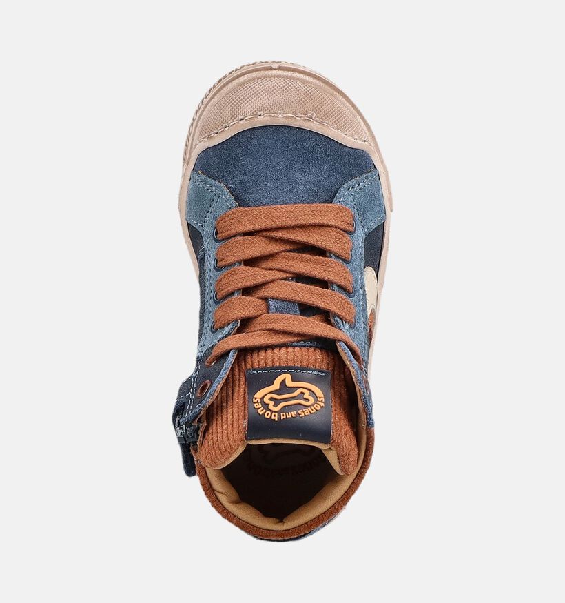 STONES and BONES Lift Blauwe/Donkeroranje Hoge Sneakers voor jongens (378210) - geschikt voor steunzolen