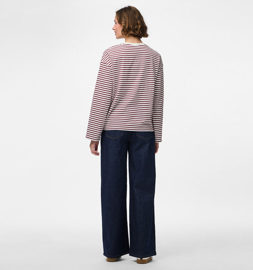 Pieces Sadie Rode/Witte T-shirt met Lange Mouwen voor dames (361139)