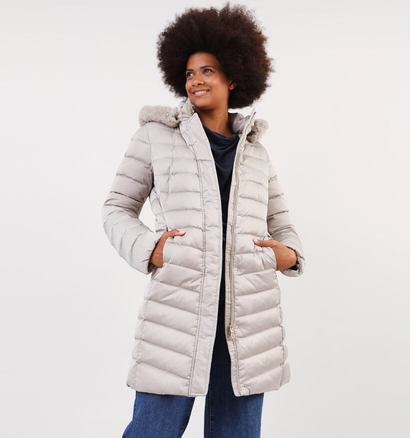 Geox Taupe Lange gewatteerde jas voor dames (347791)