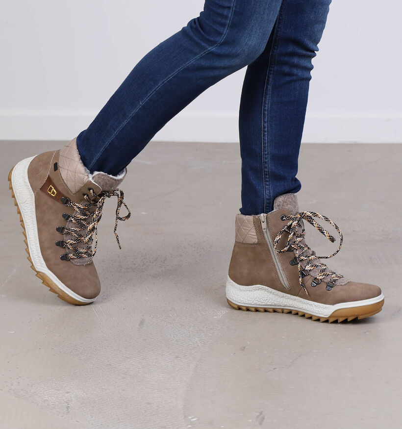 Rieker Taupe Wandelschoenen in kunstleer (297925)