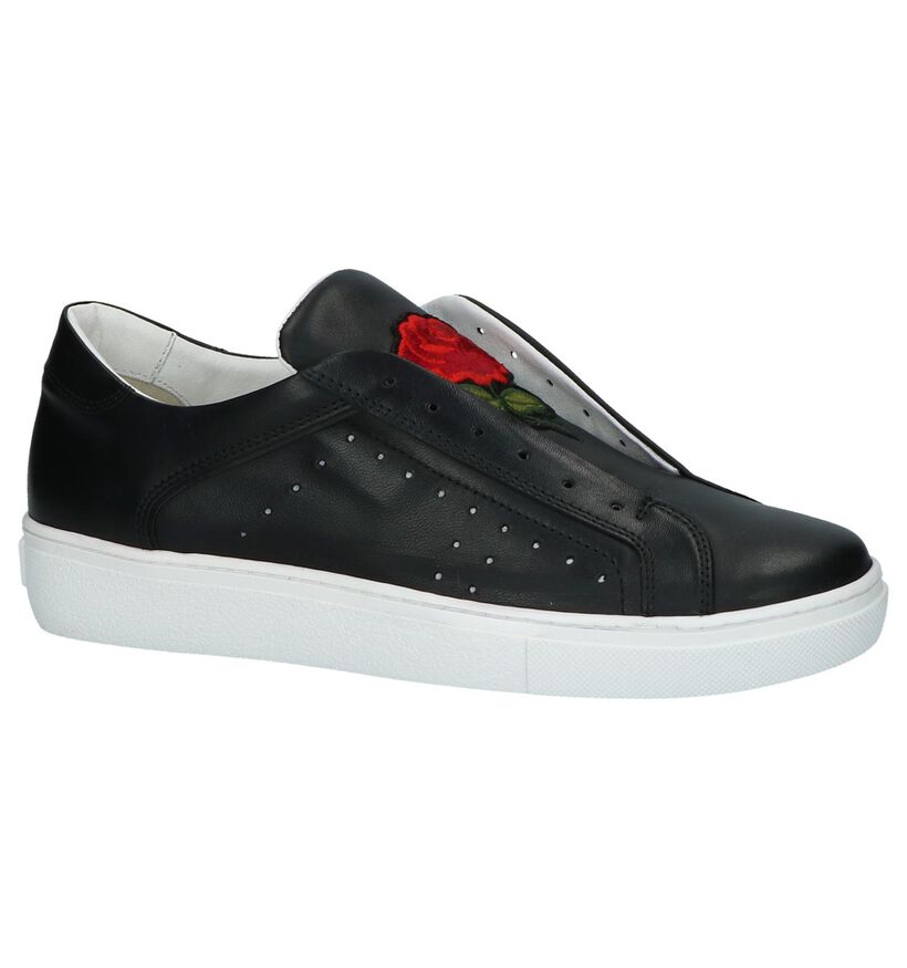 Zwarte Slip-on Sneakers Tosca Blu met Broderie, , pdp