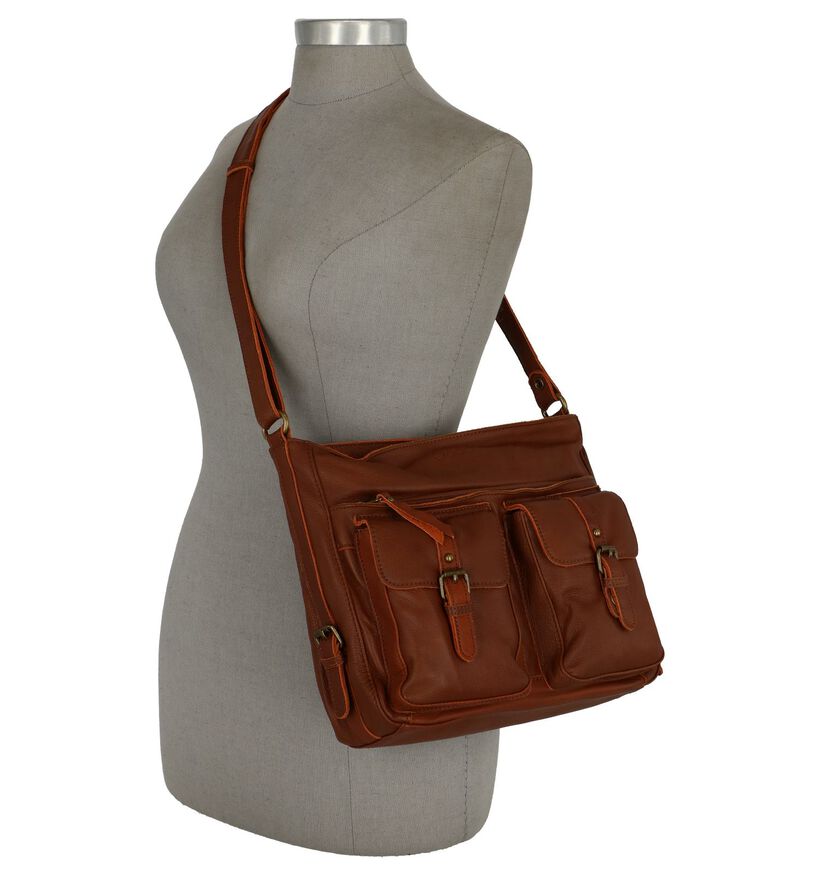 Blauwe Crossbody Tas Mocca in leer (235838)