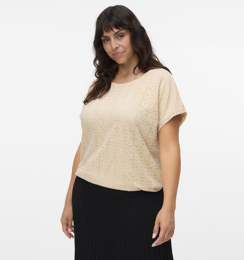 Vero Moda Curve Maya Ava Beige T-shirt voor dames (369332)