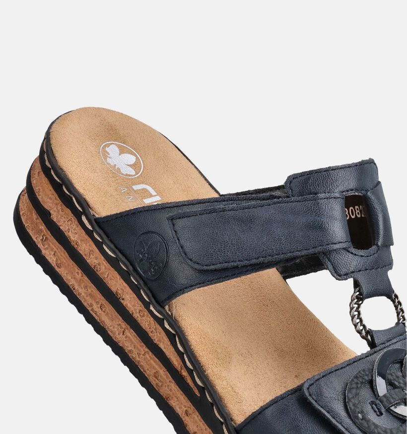 Rieker Nu-pieds compens&eacute;es en Bleu pour femmes (370406)