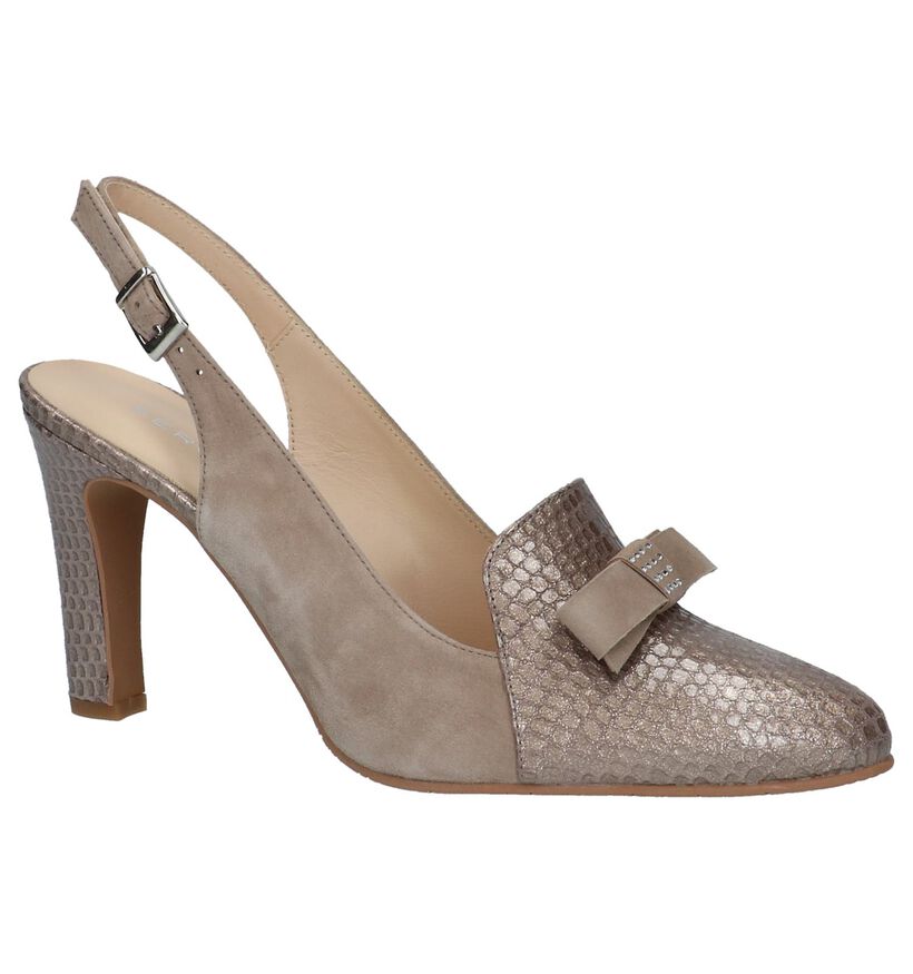 Sergio Turri Taupe Pumps met Open Hiel in leer (216520)