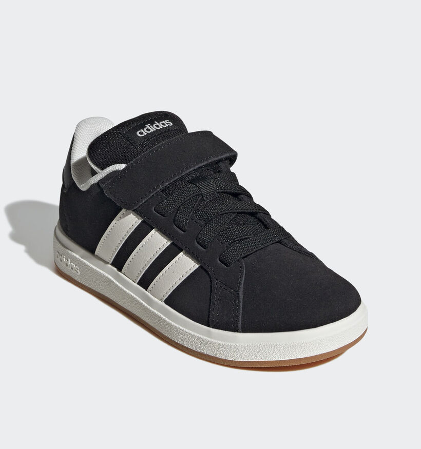 adidas Grand Court Baskets basses en Noir pour gar&ccedil;ons (372766) - pour semelles orthop&eacute;diques
