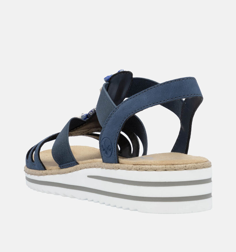 Rieker Sandales talon compensé en Bleu pour femmes (354920)