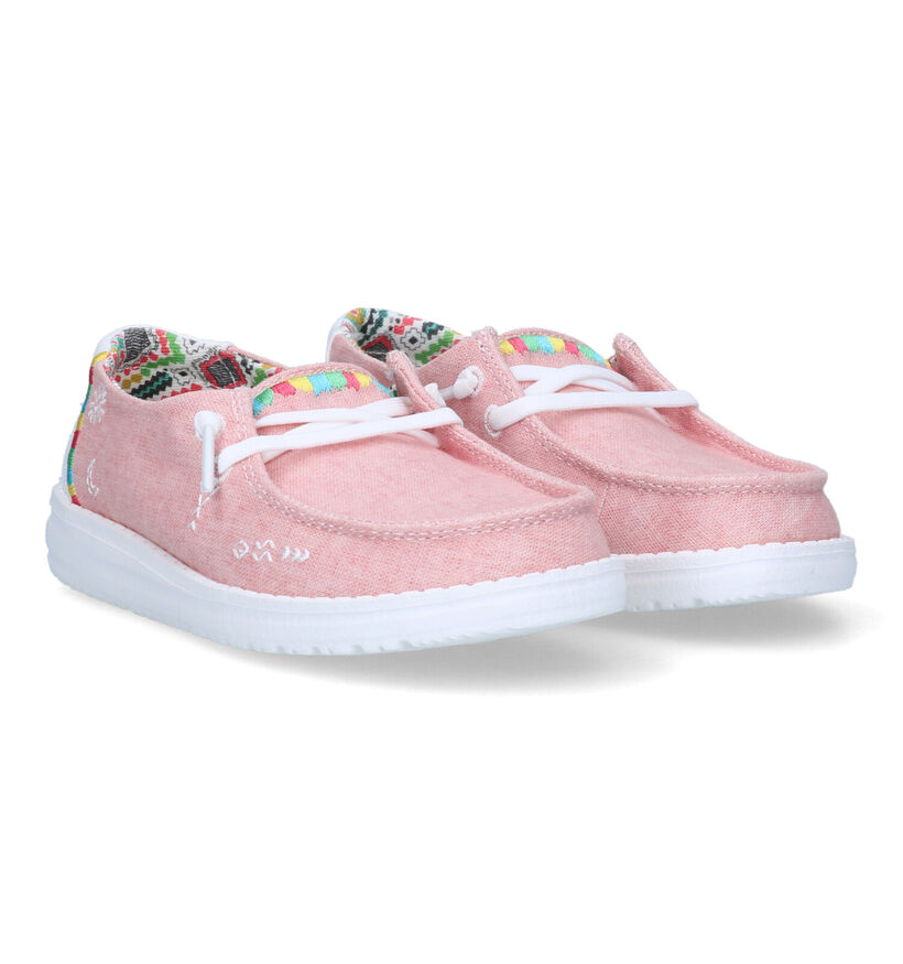 HEYDUDE Wendy Youth Boho Mocassins en Rose pour filles (322993) - pour semelles orthopédiques