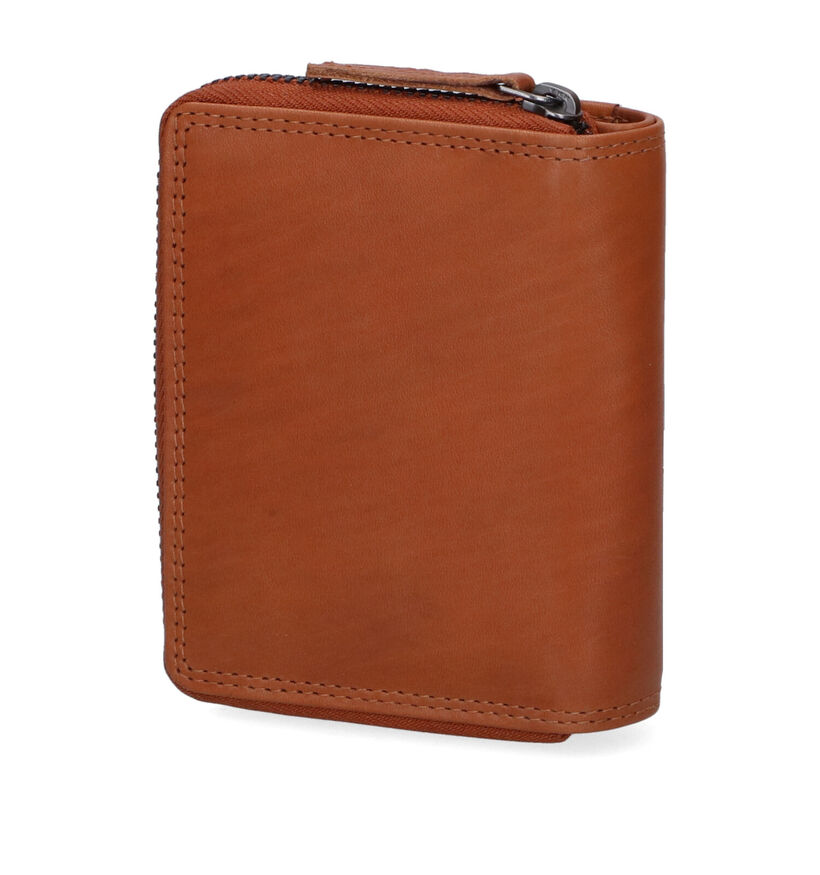 Euro-Leather Porte-monnaie zippé en Cognac pour femmes (343480)