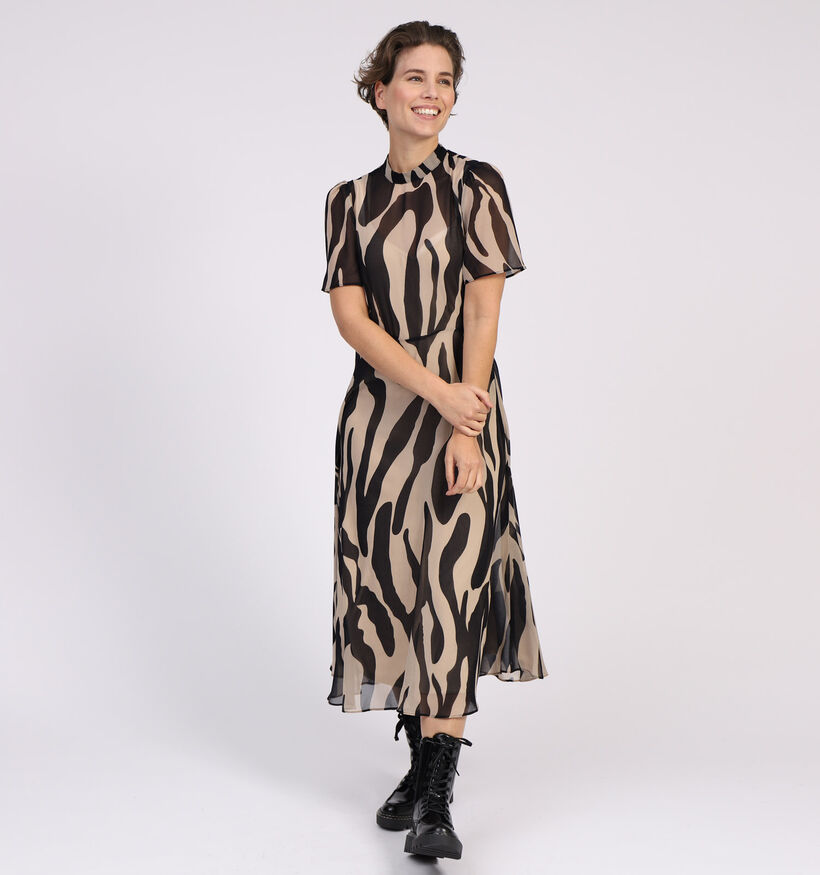 Vila Robe midi en Noir/Beige (309092)