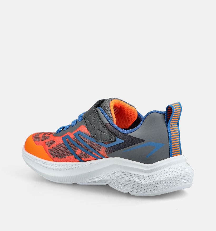 Skechers Microspec Velocity Baskets basses en Orange/Gris pour filles, gar&ccedil;ons (375683)