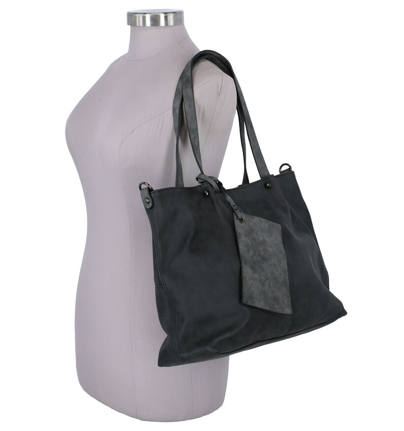 Emily & Noah Donkergrijze Bag in Bag Shopper in kunstleer (260911)