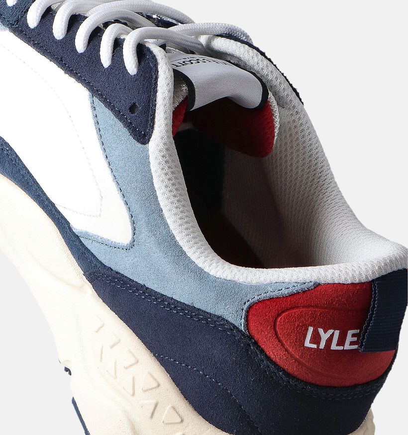 Lyle & Scott Girvan Witte/Blauwe Veterschoenen voor heren (354476) - geschikt voor steunzolen