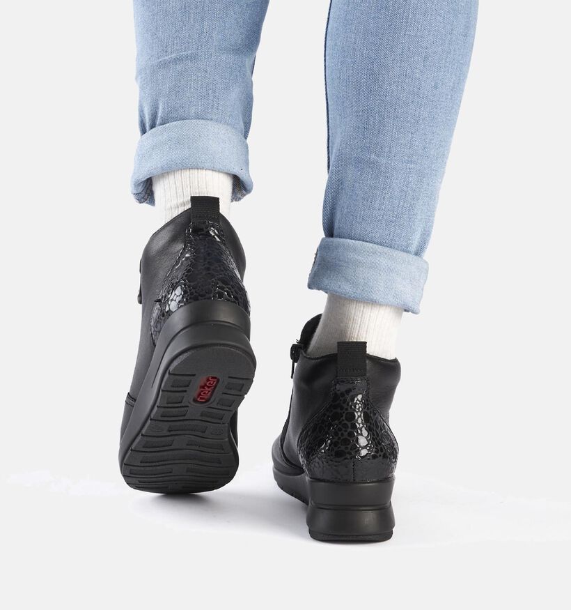 Rieker Bottillons avec talon compensé en Noir pour femmes (347408) - pour semelles orthopédiques