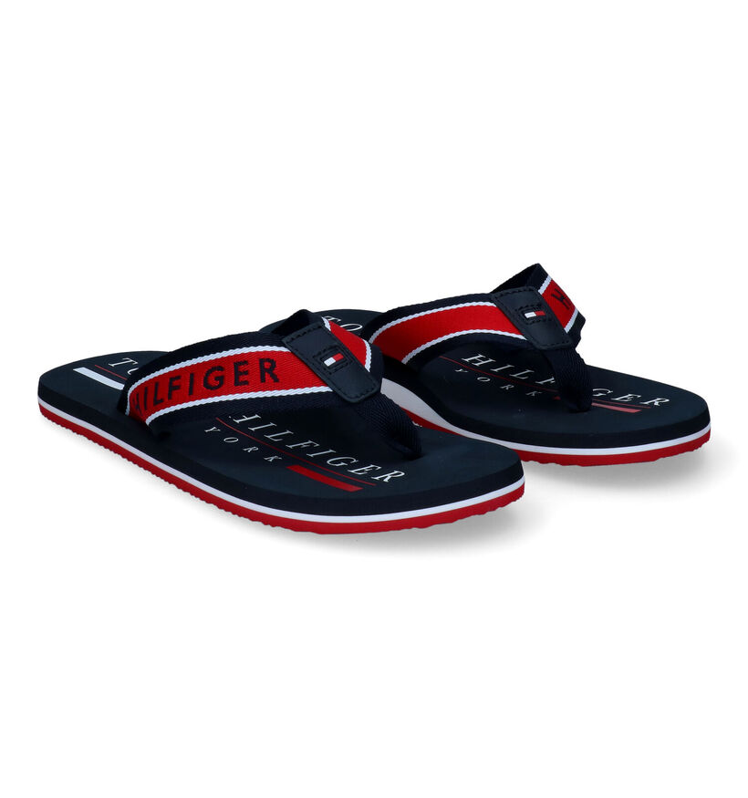 TH Hilfiger Maritime Blauwe Teenslippers in stof (304040)