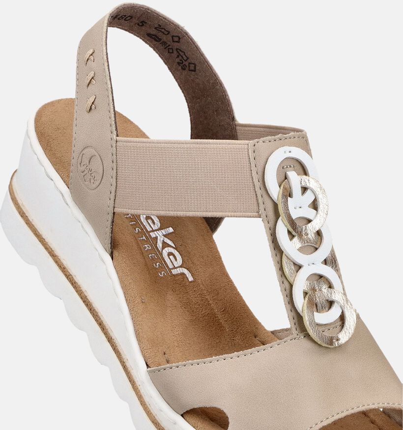 Rieker Sandales compens&eacute;es en Beige pour femmes (370419)