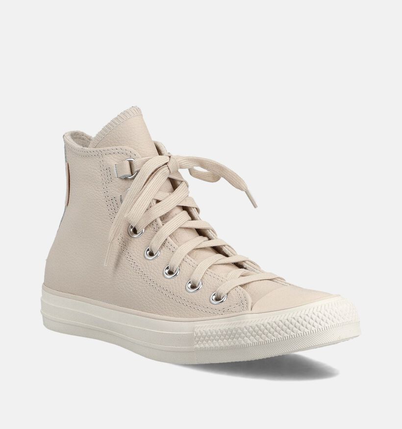 Converse Chuck Taylor All Star Leather Baskets montantes en Ecru pour femmes (359971) - pour semelles orthopédiques