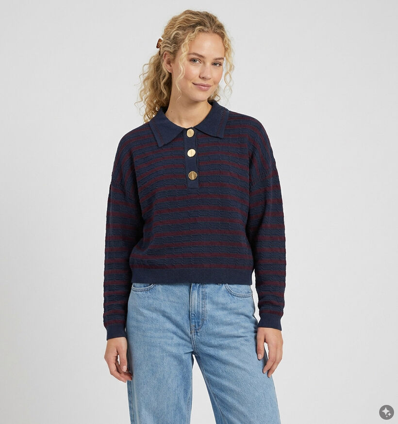 Vila Malfine Blauwe/Bordeaux Polo Trui voor dames (382032)