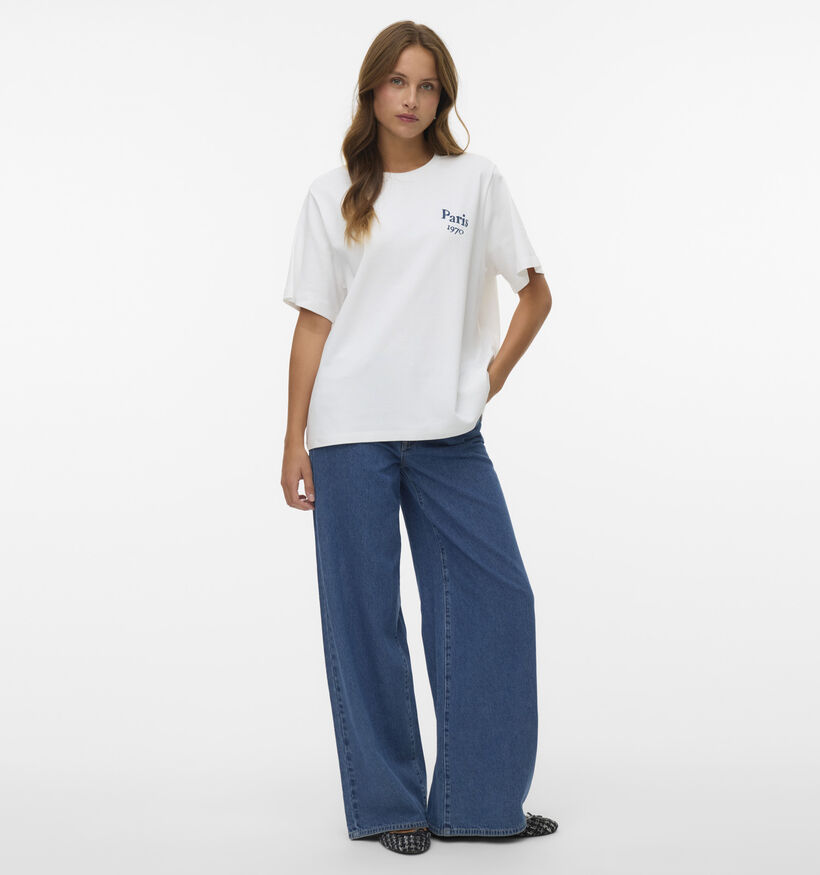 Vero Moda Vera Caty T-shirt Paris en Blanc pour femmes (367197)