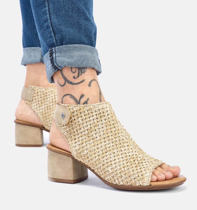 Rieker Sandales avec talon en Beige pour femmes (354955)