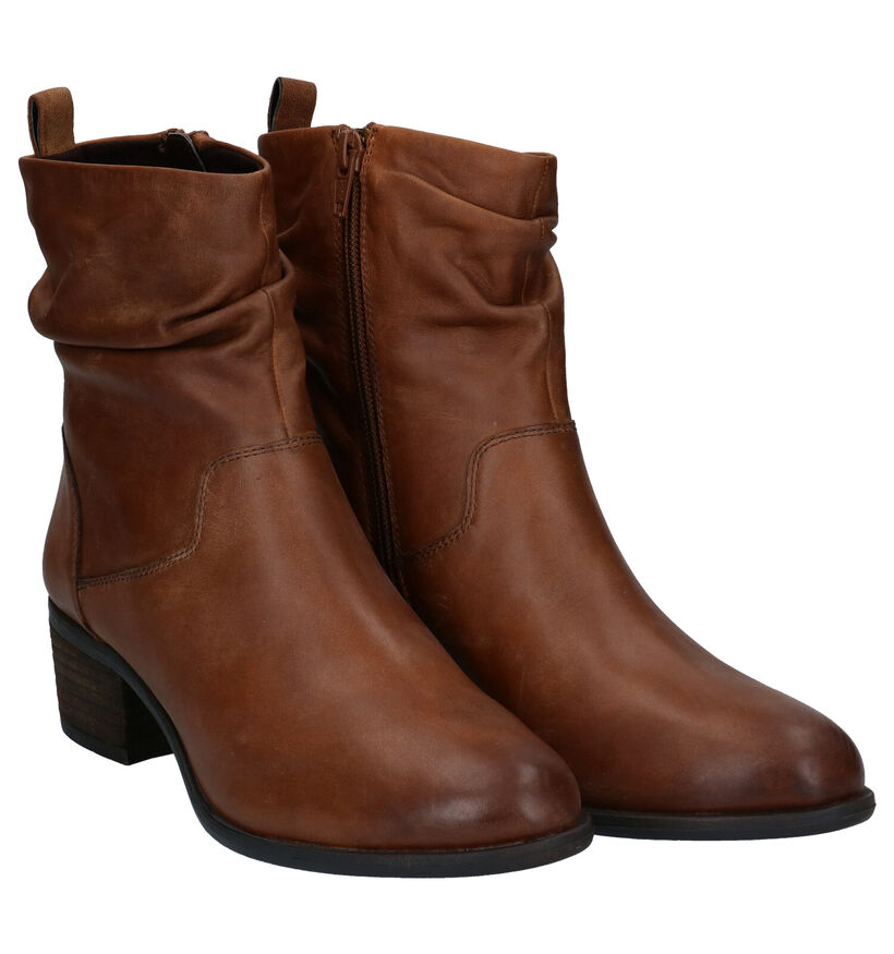 Steven NY Bottines à talons en Cognac en cuir (280206)