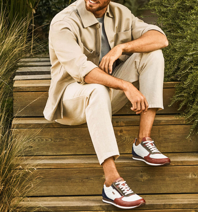 Pikolinos Liverpool Witte/Cognac Rits-Veterschoenen voor heren (370605) - geschikt voor steunzolen