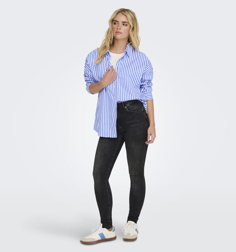 JDY Vesper Loose Striped Witte/Blauwe Hemd voor dames (366568)