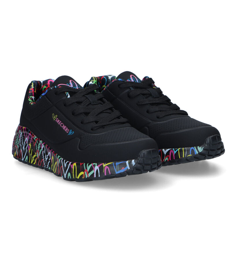 Skechers Uno Lite Lovely Luv Baskets en Noir pour filles (326444)