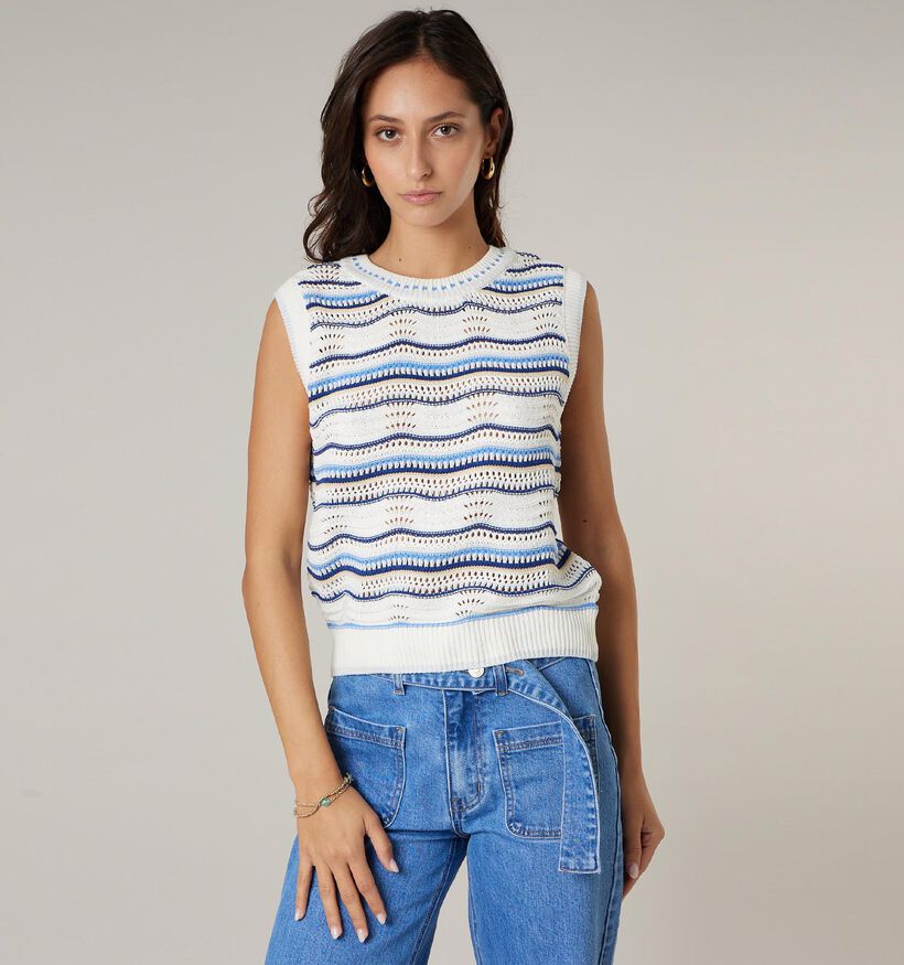 Deeluxe Original Serjine Witte/Blauwe Gilet voor dames (369759)