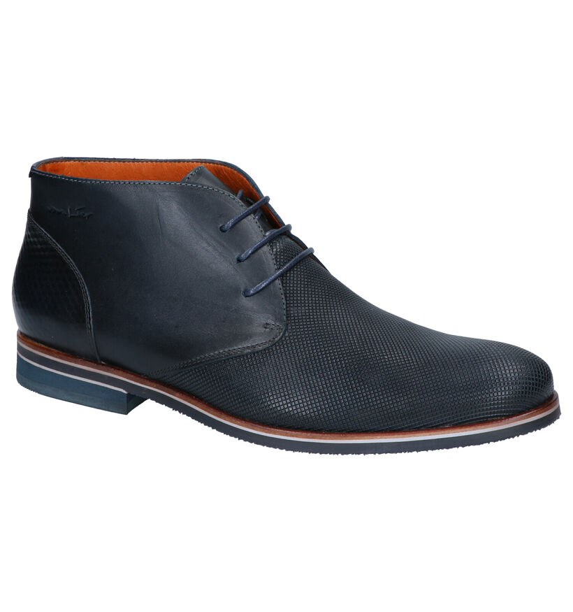 Van Lier Blauwe Hoge Geklede Schoenen in leer (261903)