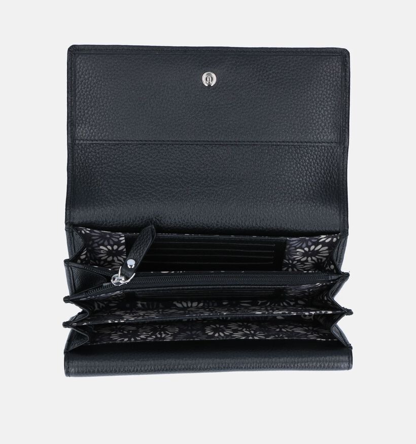 Euro-Leather Porte-monnaies zippé en Noir pour femmes (365195)