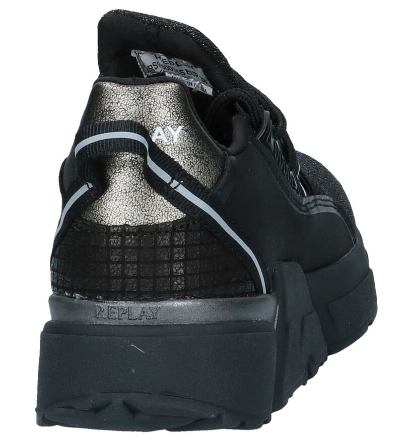 Replay Zwarte Slip-on Sneakers in stof (231605)