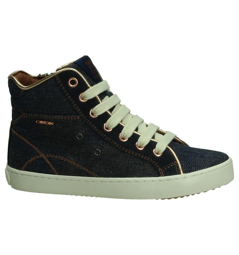 Blauwe Geox Hoge Sneakers Jeans in leer (190702)