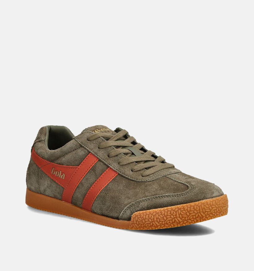 Gola Harrier Kaki/Oranje Sneakers voor heren (360719) - geschikt voor steunzolen