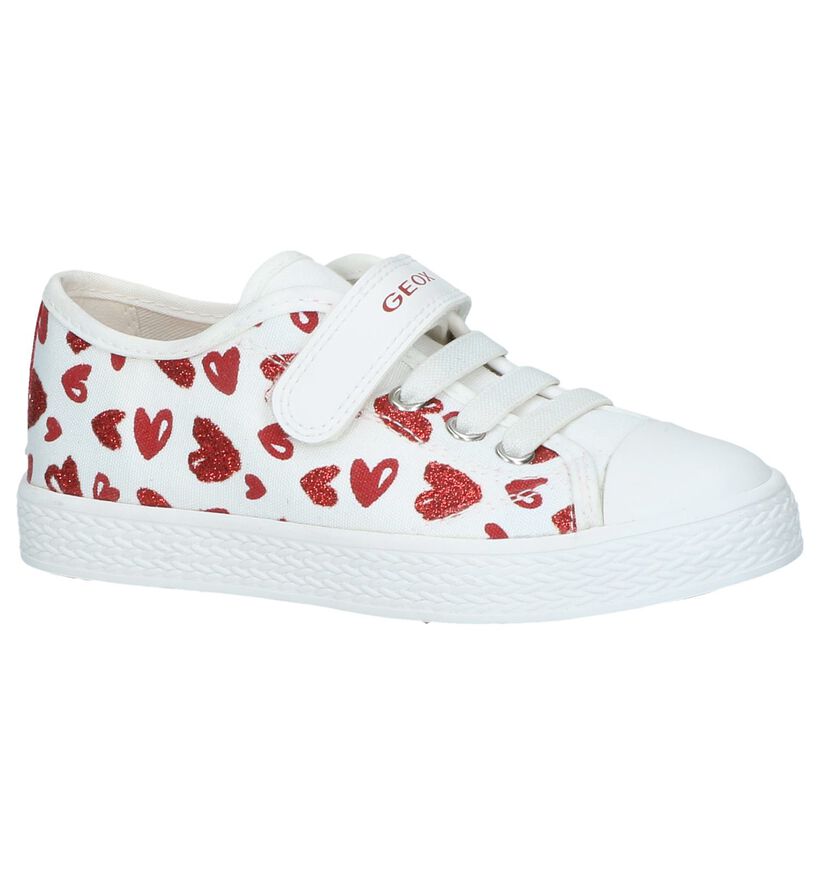 Donkerblauwe Sneakers met hartjes Geox in stof (237970)