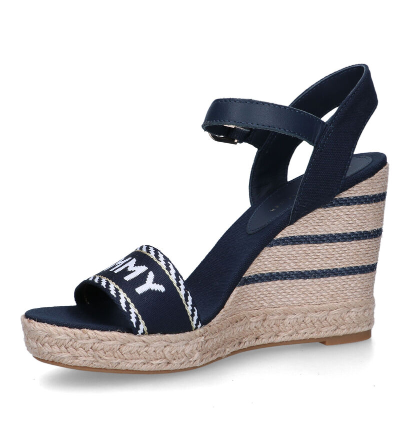 Tommy Hilfiger Seasonal Webbing Wedge Sandales en Bleu en cuir (321014)