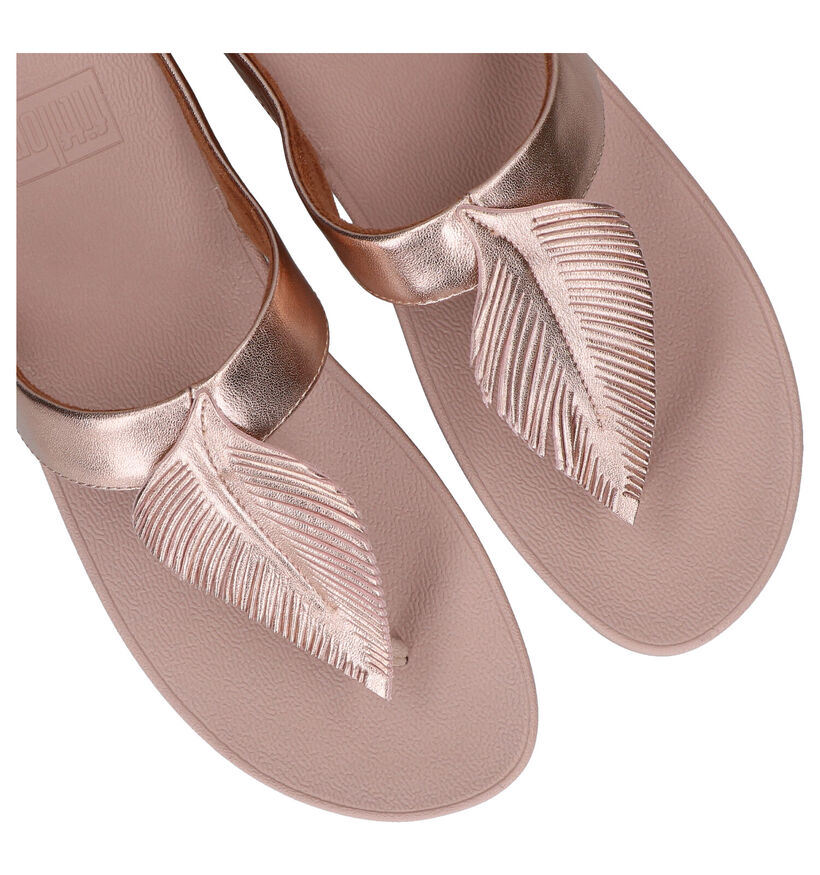 FitFlop Fino Feather Gouden Teenslippers in leer (286114)