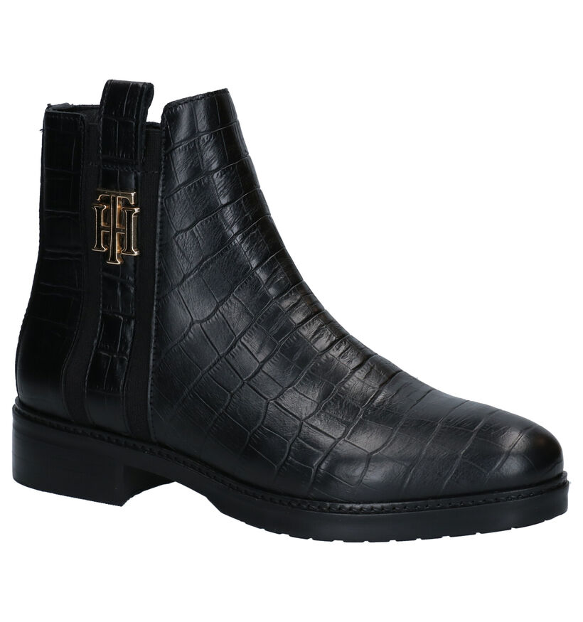 Tommy Hilfiger Croco Look Bottillons en Noir en cuir (281596)