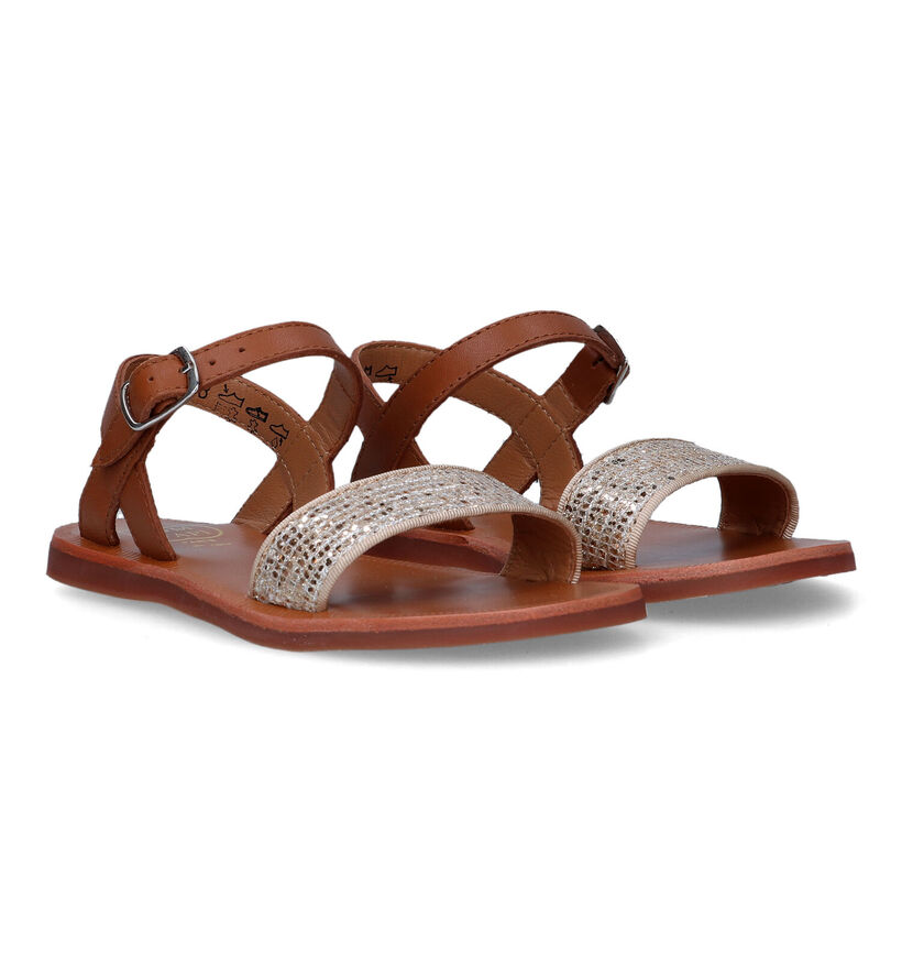 Pom d'Api Plagette Buckle Tao Sandales en Cognac pour filles (322882)