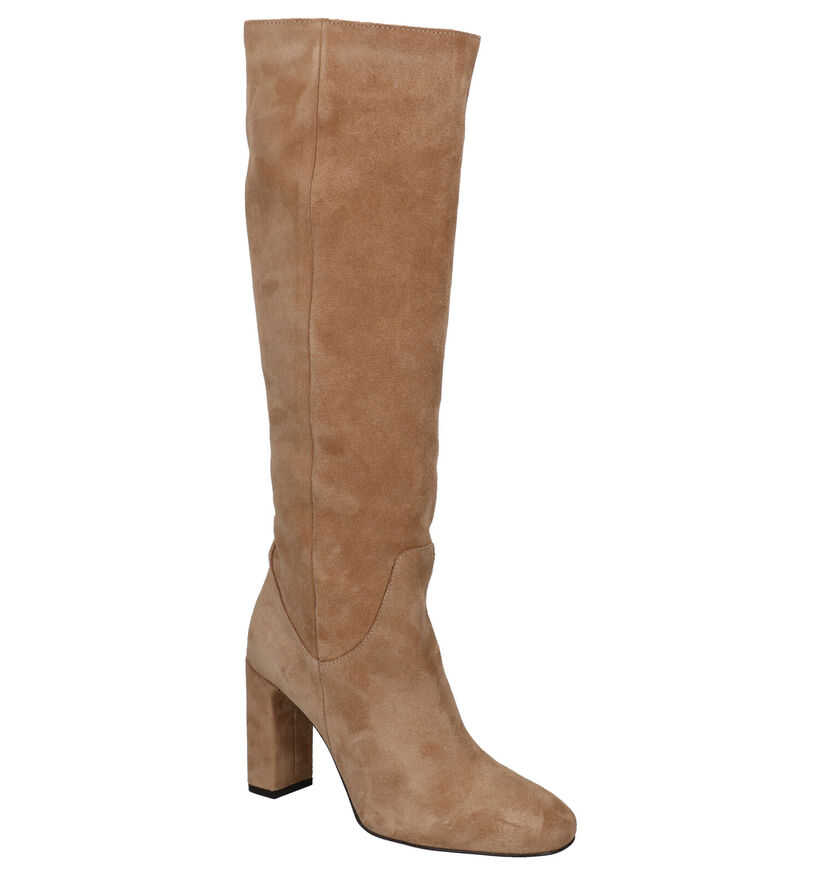 March23 Livorno Beige Lange Laarzen in daim (283275)