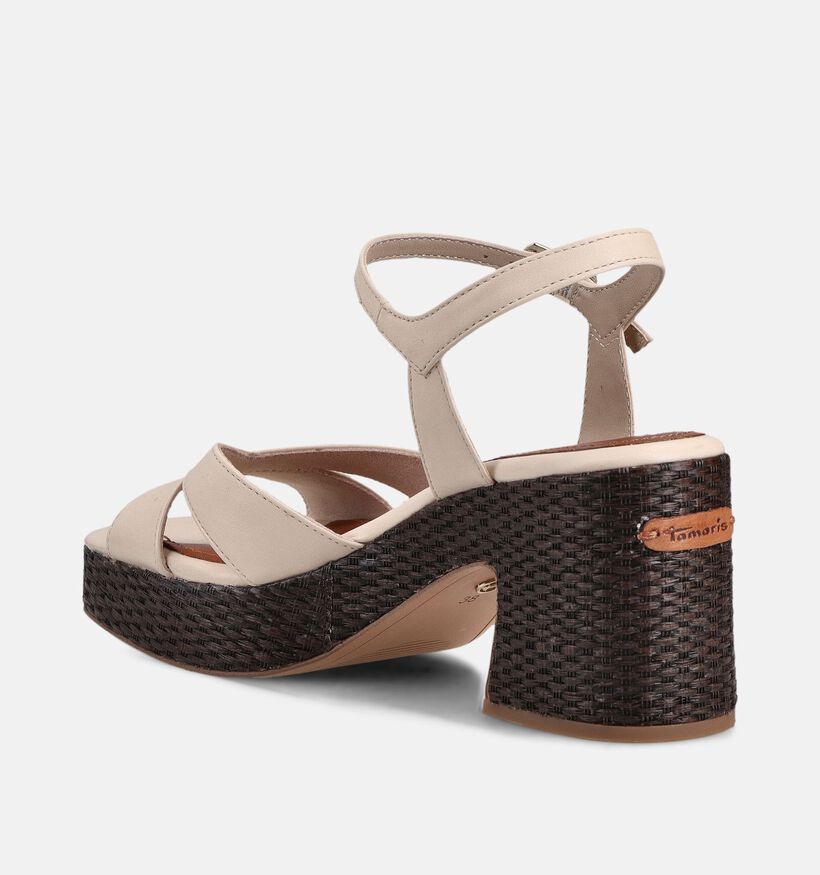 Tamaris Lichtbeige Sandalen op blokhak voor dames (371701)