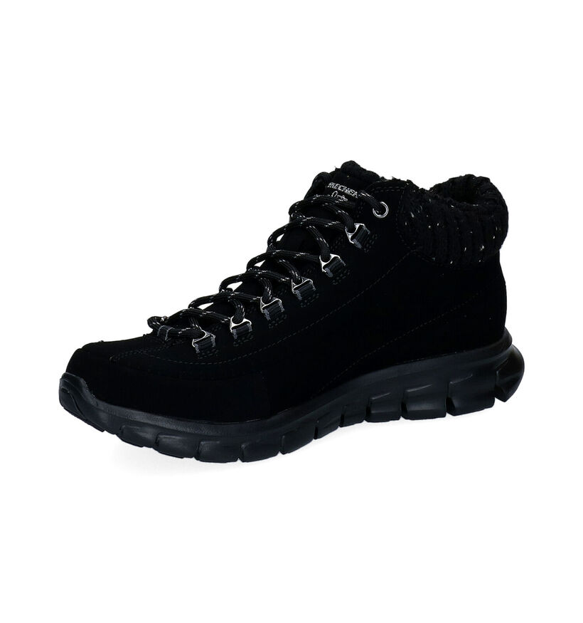 Skechers Synergy Winter Nights Zwarte Wandelschoenen in kunstleer (295604)