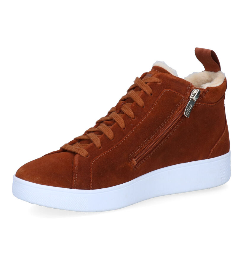 FitFlop Rally High Top Suede Cognac Hoge Sneakers in daim (295132)