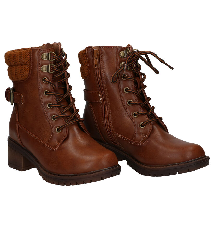 Milo & Mila Bottines robustes en Cognac en simili cuir (297209)